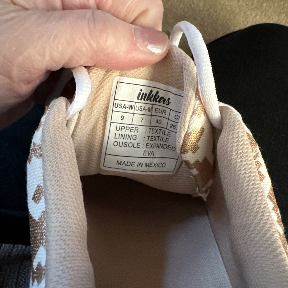 Inkkas Joggers Women's Sz 9 Athletic Sneakers Copper Metallic Houndstooth Shoes - Picture 11 of 12